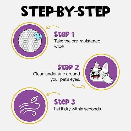 Miniatura 7 de Toallitas para ojos, 100 unidades, toallitas para lágrimas de perro para eliminar los residuos oculares, toallitas limpiadoras hipoalergénicas para