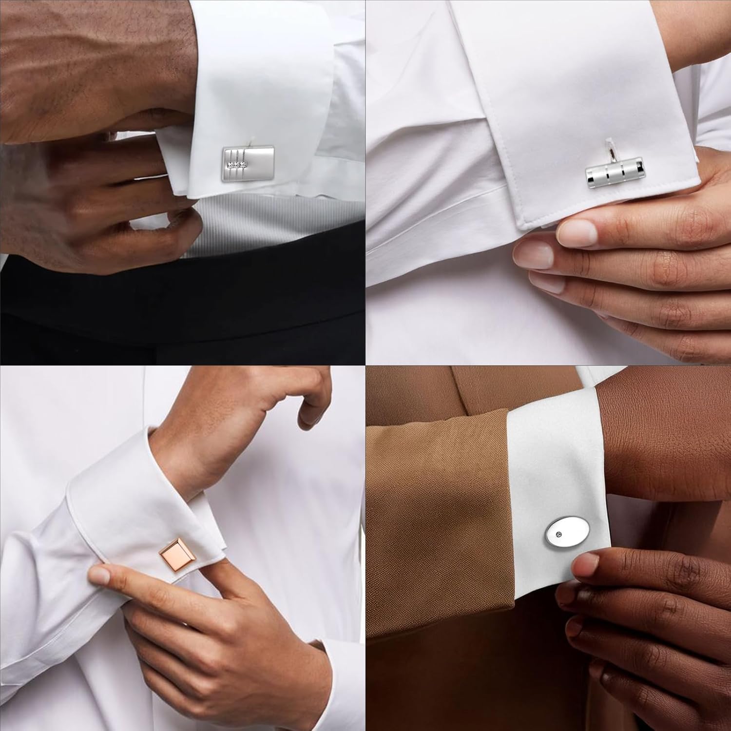 HAWSON 12 Pairs Cufflinks Set for Men, Classic Silver Gold Tone Cuff Links for Mens Suits Tuxedo Shirts - Elegant Box Included - Image 6