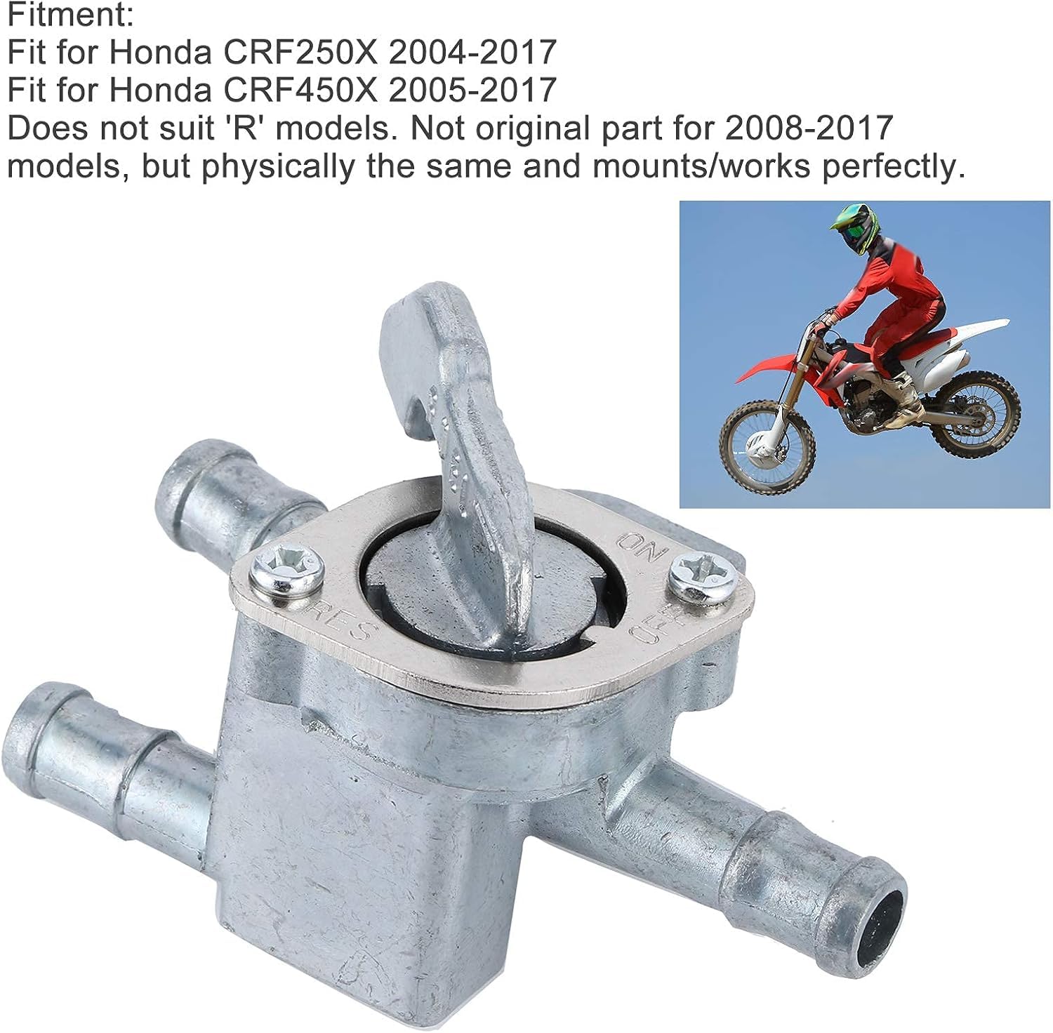 V¨¢lvula de combustible Aramox, llave de purga de gasolina, v¨¢lvula de gasolina, interruptor de gasolina, ajuste de acero para CRF 250X / 450X