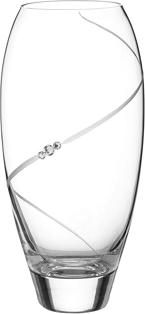 DIAMANTE Bud Vase 'Silhouette' - Small Hand Cut Crystal Vase with Swarovski Crystals - 18cm