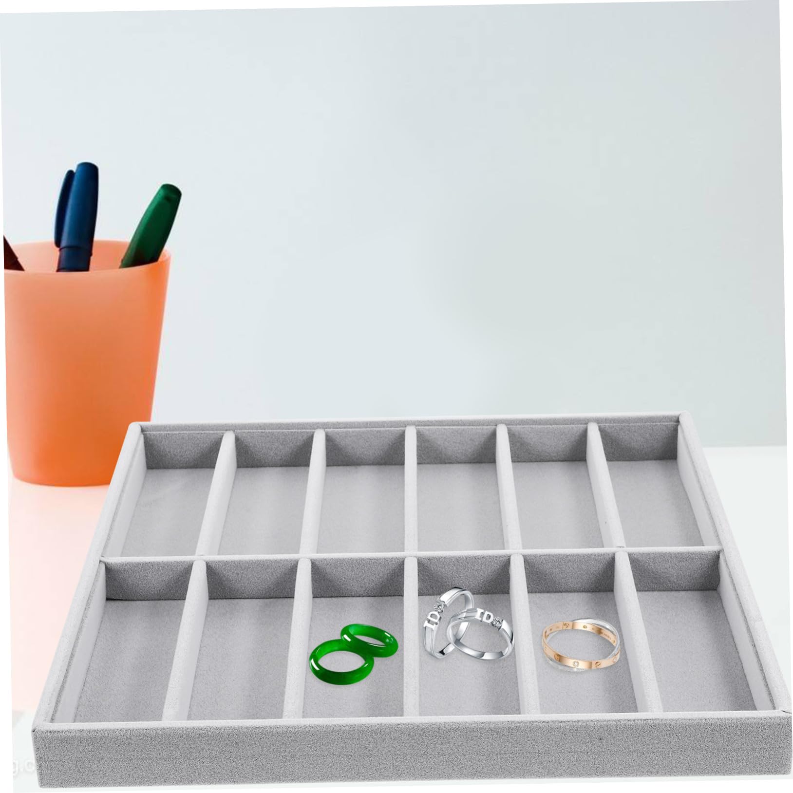 Garneck Graue Brillenbox aus Weichem Lint mit Fächern Stapelbares Sonnenbrillen Display Stabile Aufbewahrungsbox für Brillen als Eyewear Organizer für Zuhause und Laden