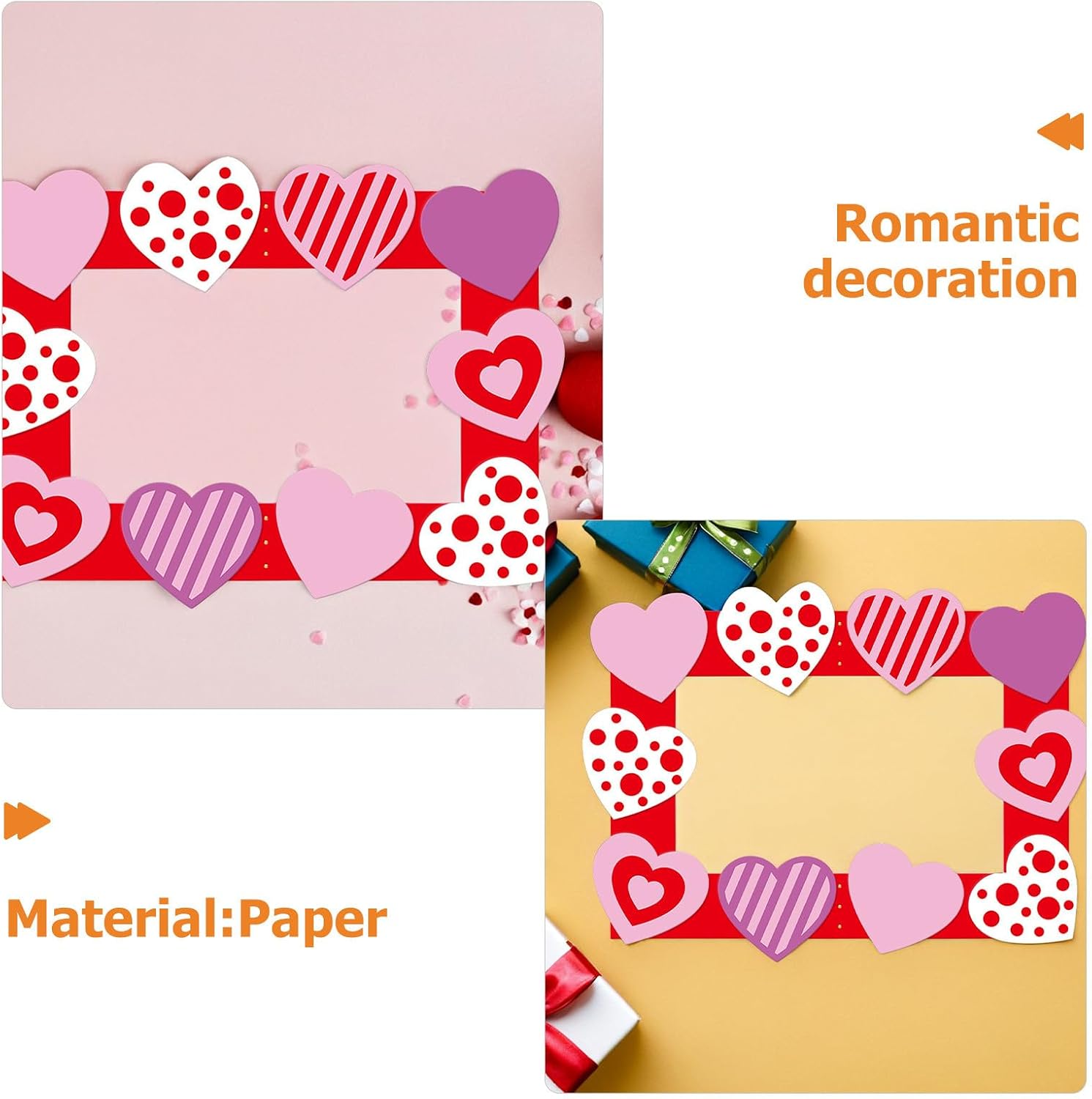 Generic Valentine's Day Booth Prop - Photo Prop Frame with Heart Lovers Selfie Photo Booth Frame for Valentines Day Party Decoration 70x50cm/27.5x19.7