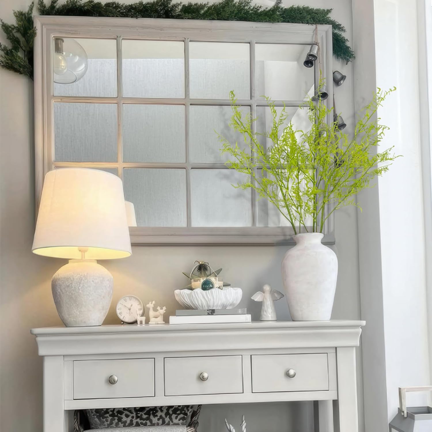 3 Pcs Artificial Branches for Vase 41.3" Faux Greenery Stems Persian Fern Leaves Artificial Shrubs Bushes Plastic Fake Plants Grass Faux Twig Branches for Indoor Home Office Table Centerpieces - Image 6