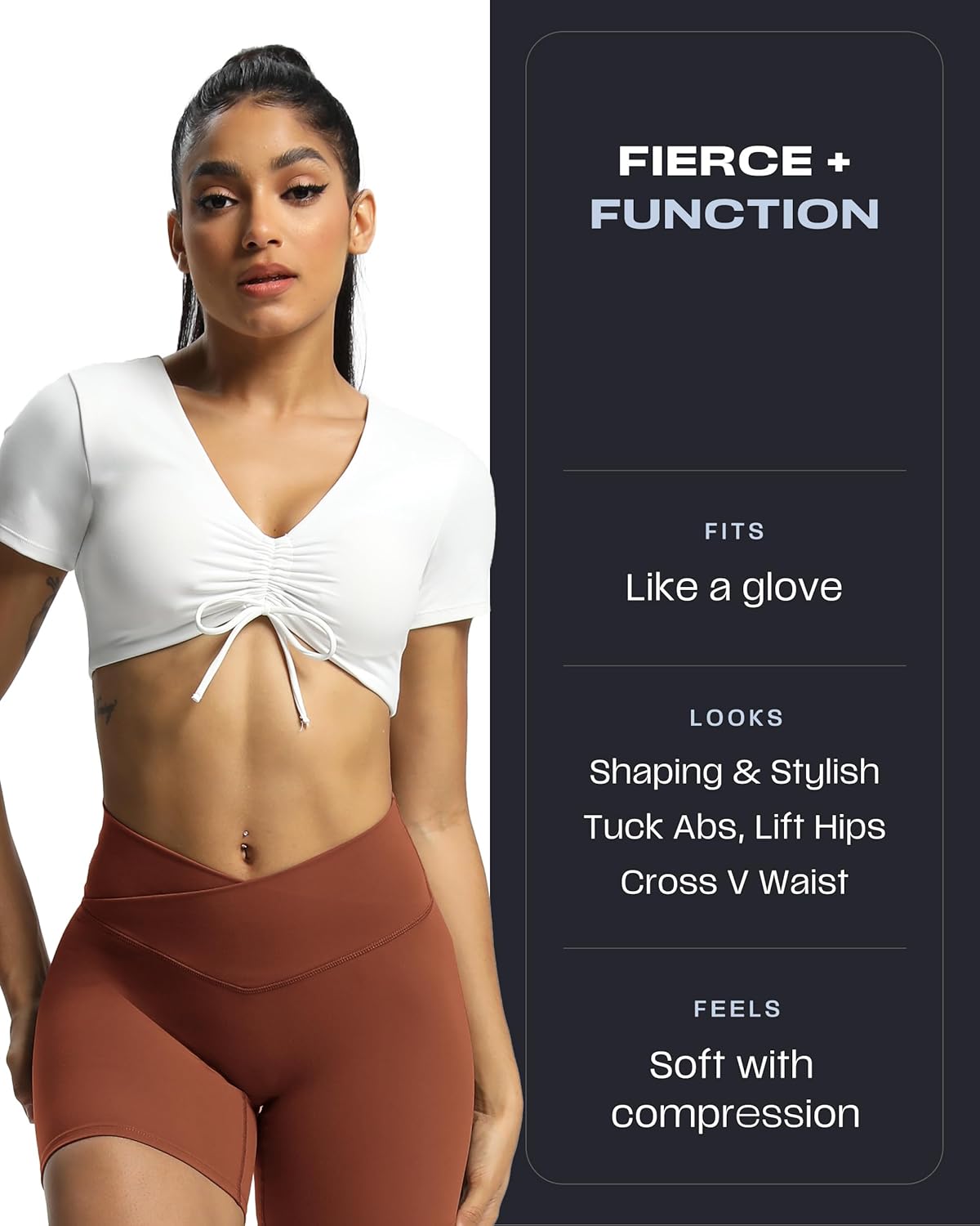 Aoxjox Trinity Workout Biker Shorts for Women Cross-Waist Crossover High Waisted Tummy Control Athletic Running Yoga Short 6" - Image 3