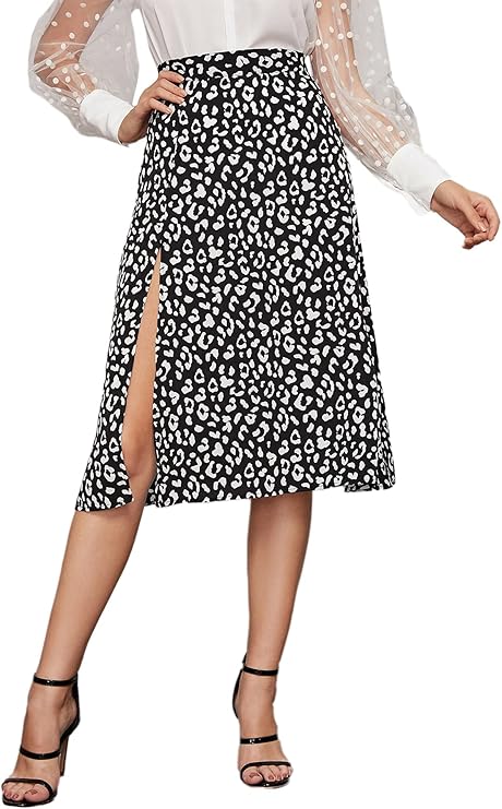 Floerns Women's Boho Floral High Waist Split A Line Midi Skirt