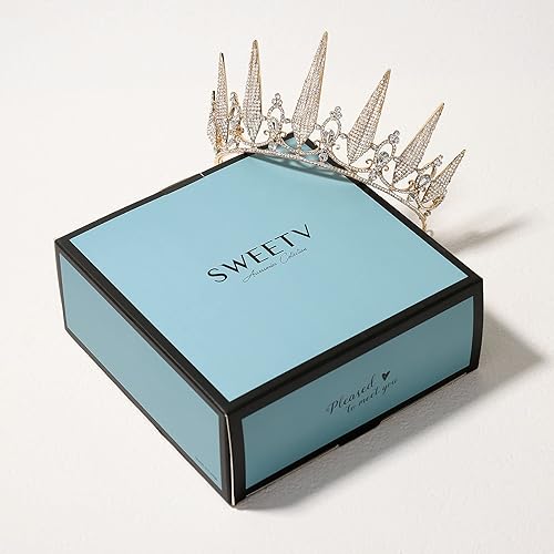 Miniatura 41 de SWEETV Tiaras y coronas para mujer, tiara de boda de cristal para novia, corona plateada de metal, accesorios de fiesta de disfraces
