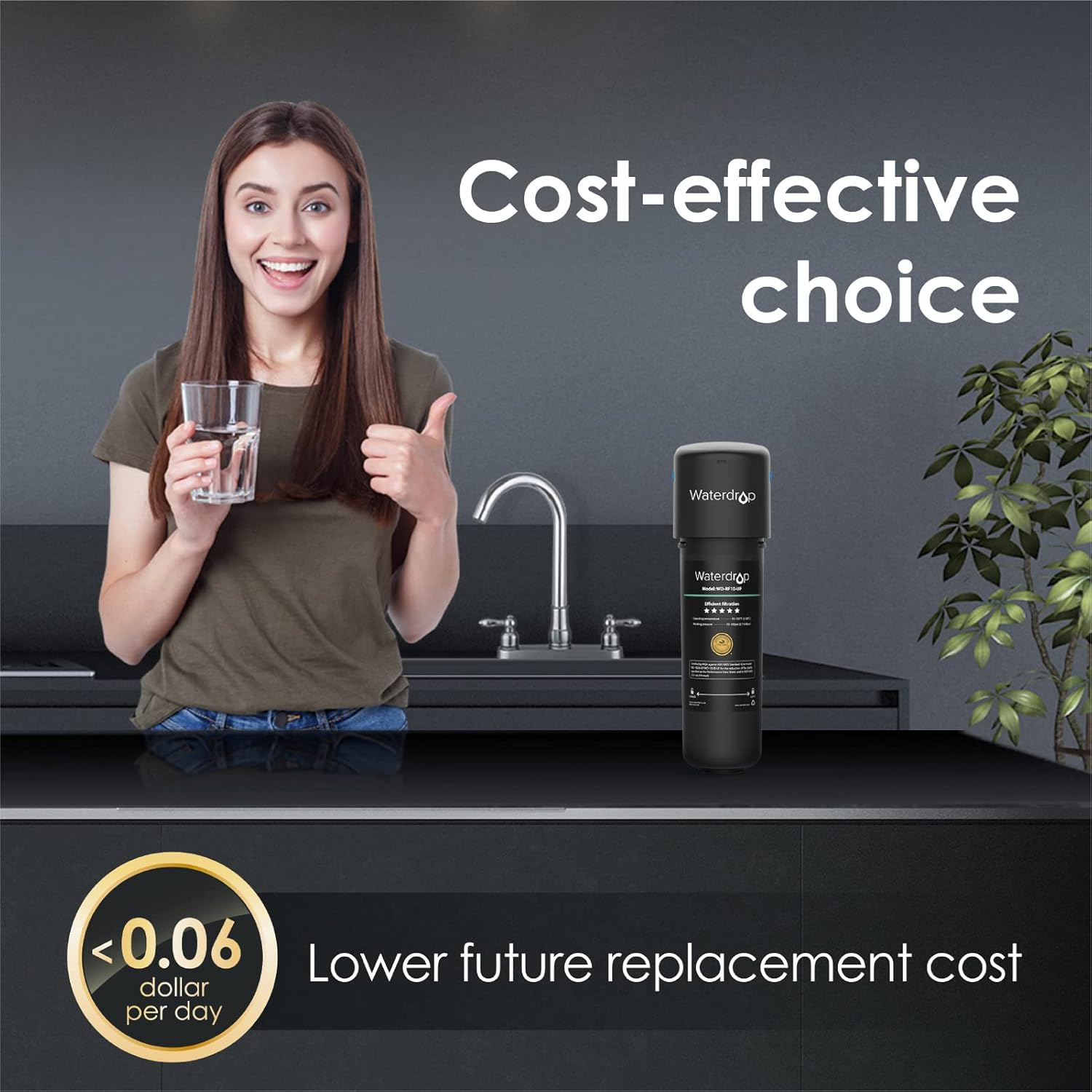 Black Friday - 80% OFF Waterdrop 10UA-UF 0.01 μm Under Sink Water Filter System, 8K Gallons Chlorine Reduction Capacity, Direct Connect to Kitchen Faucet, NSF/ANSI 42 Certified, Ultra Filtration, USA Tech