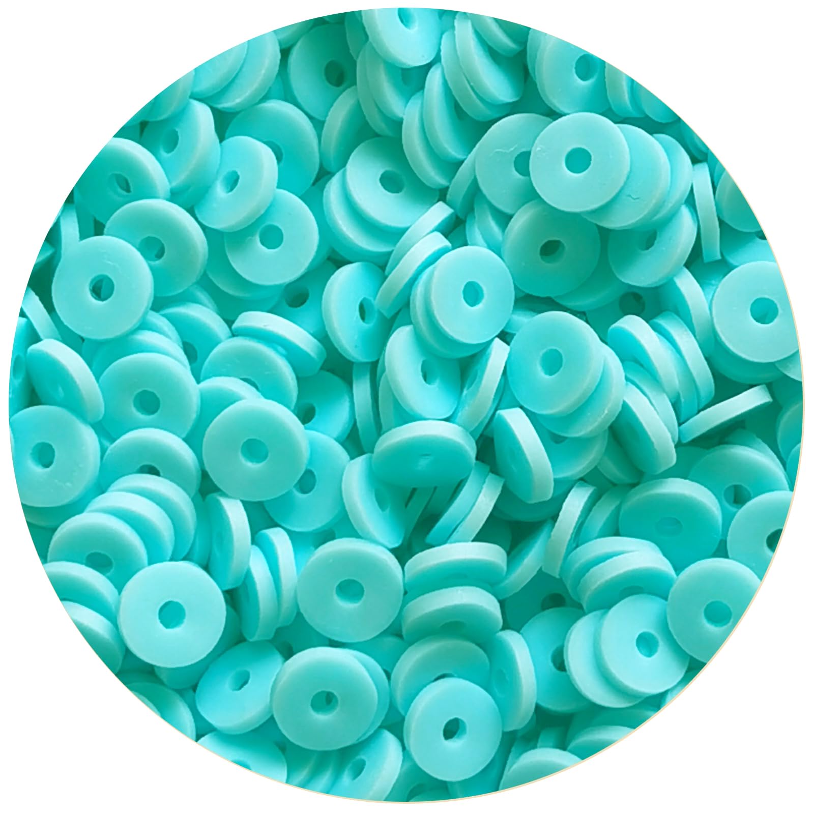 Acofect 2000pcs Light Lake Blue Clay Beads for Bracelets Making Heishi Polymer Disc Bead Flat Spacer 6mm for Jewelry Earrings DIY Crafts