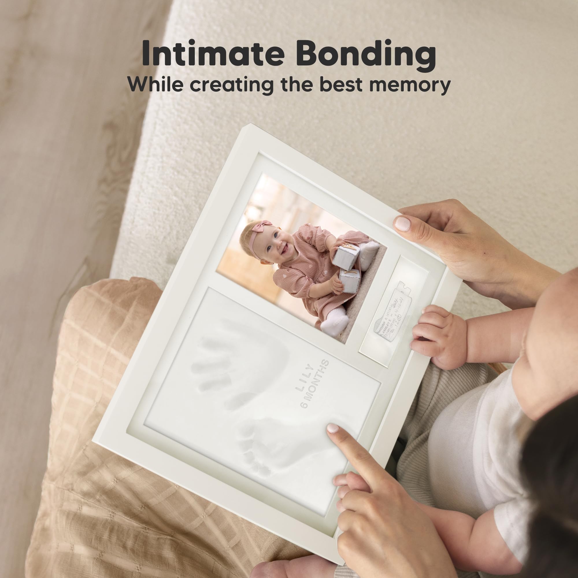 KeaBabies Personnalisé Kit d'empreintes de mains et pieds - Décor de chambre d'enfant imprimé mains et pieds - Kit d'impression de cadre photo pour bébé (Alpine White)