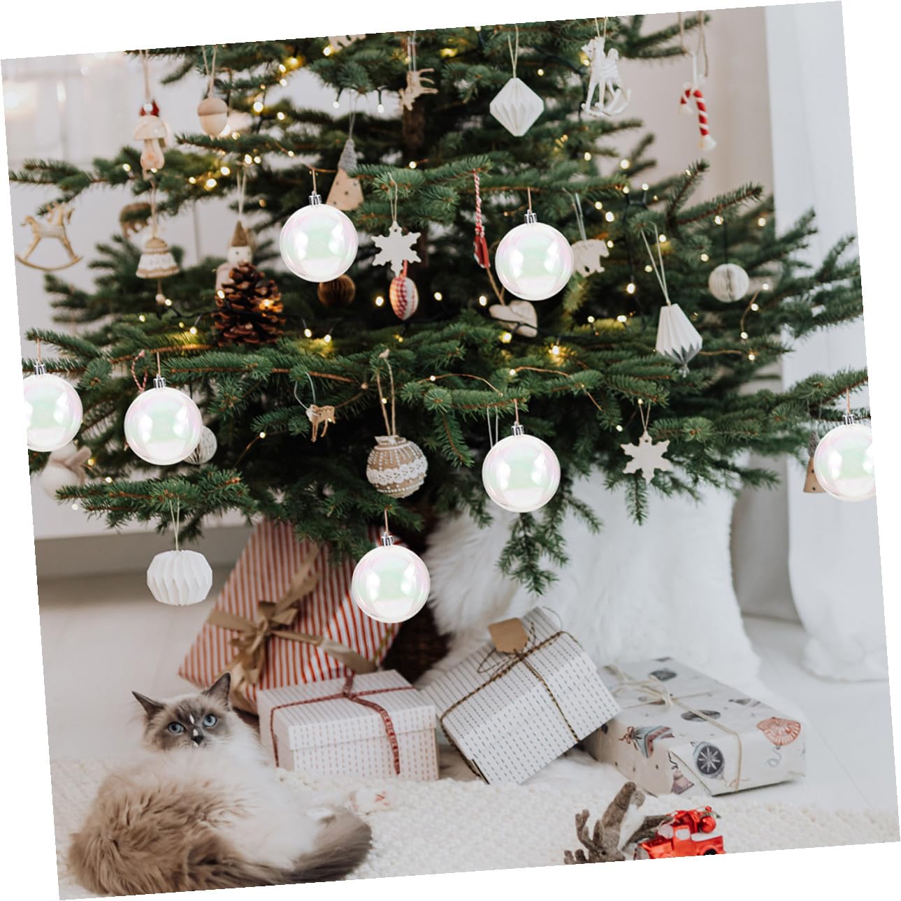 Cabilock 40 Piezas Bolas de Navidad Transparente Rellenables Esferas Plásticas Iridiscentes para Árbol de Navidad Decoración Versátil para Bodas Cumpleaños y Fiestas Seguras y Resistentes