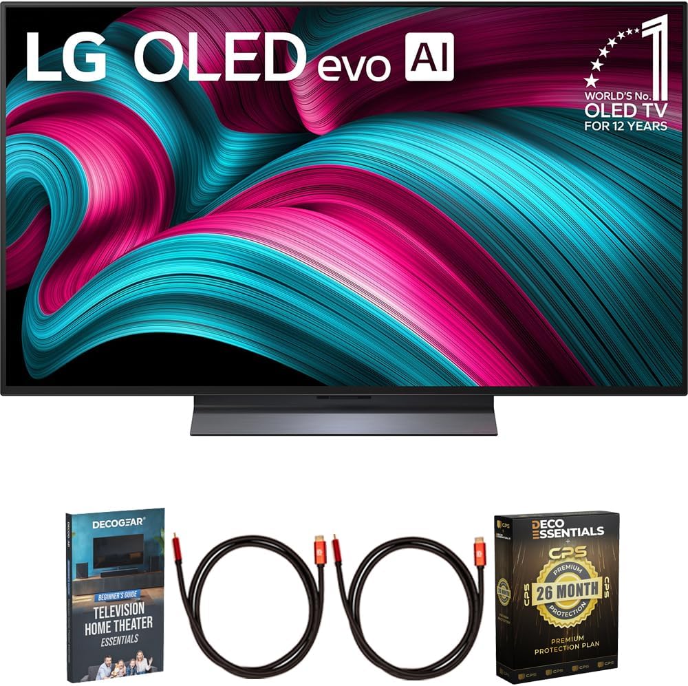 LG 83 Inch Class C5 Series OLED evo 4K UHD Smart webOS TV 2025 OLED83C5PUA Bundle with Deco Gear Home Theater Guide, 2 HDMI Cables and Deco Essentials CPS 26 Months Premium Extended Protection Pack