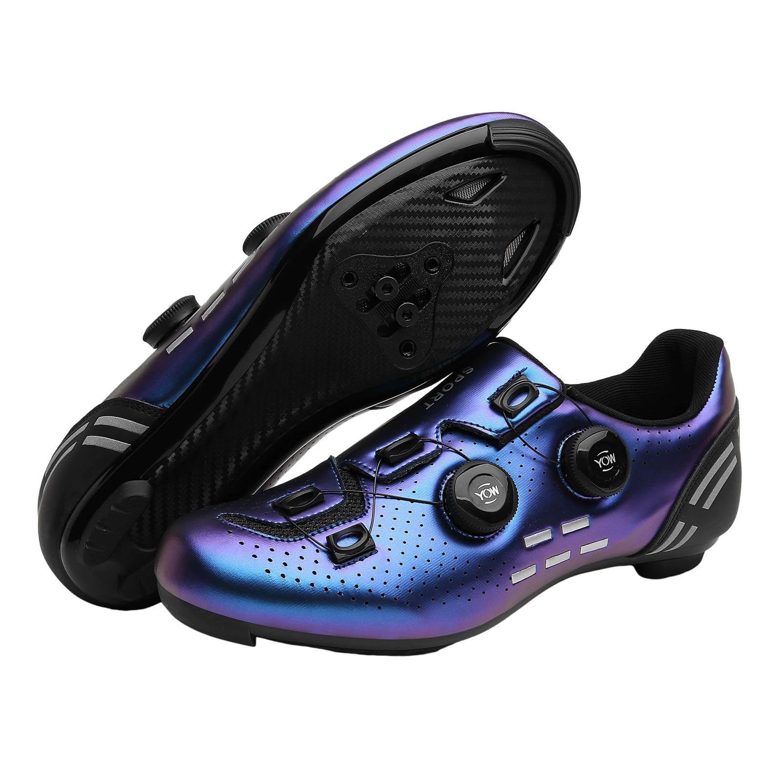 Surwin Scarpe Ciclismo Strada Uomo Donna, Scarpe Bici da Strada Unisex con Look Delta Cleats e 3 Bulloni, Design Fibbia Girevole Sneakers Antiscivolo Traspirante, 36EU-47EU