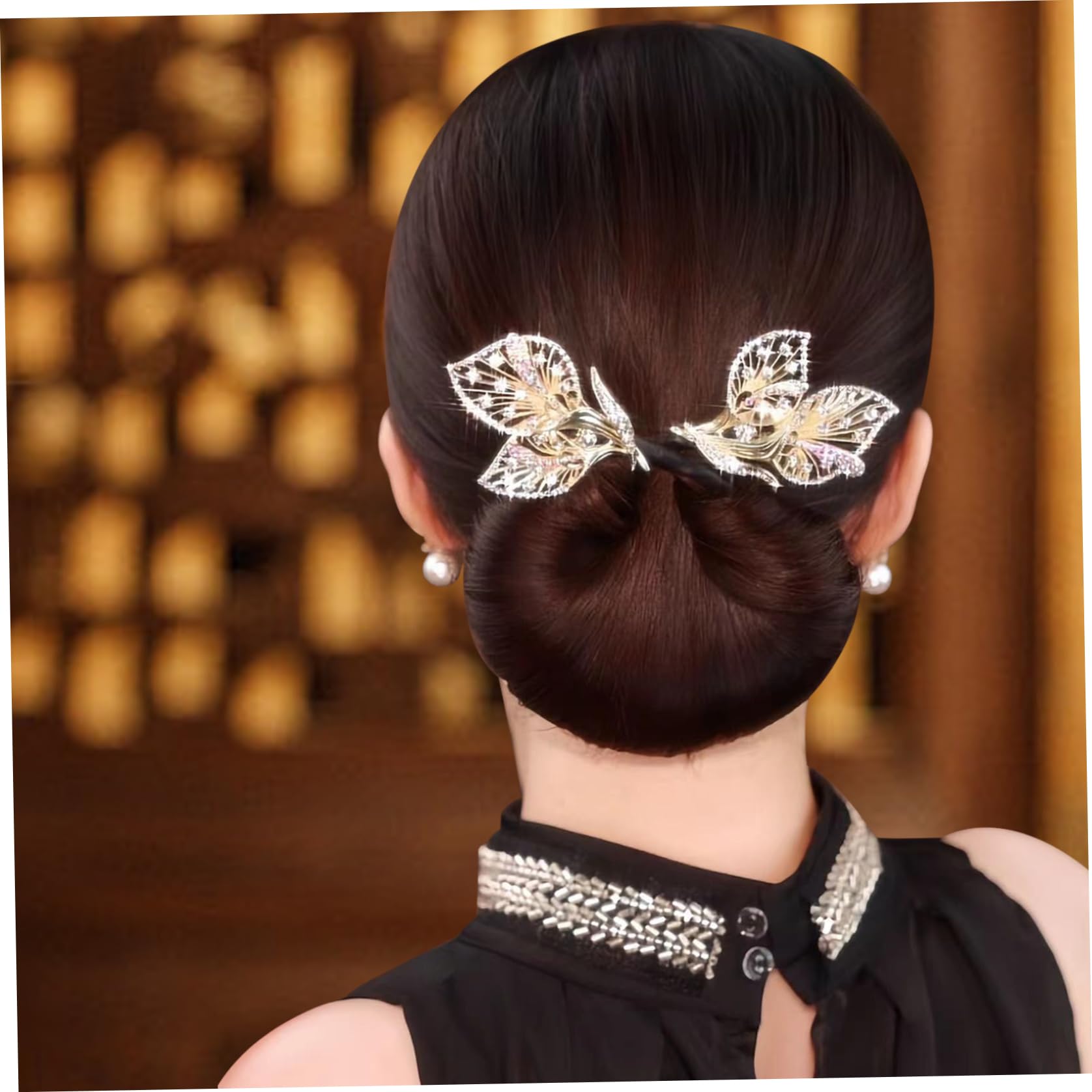 Hair Bun Maker Vintage Calla Lily Flower Hair Clip Alloy Bun Maker for Long Hair Elegant Exquisite Women DIY Hairstyles Accessories