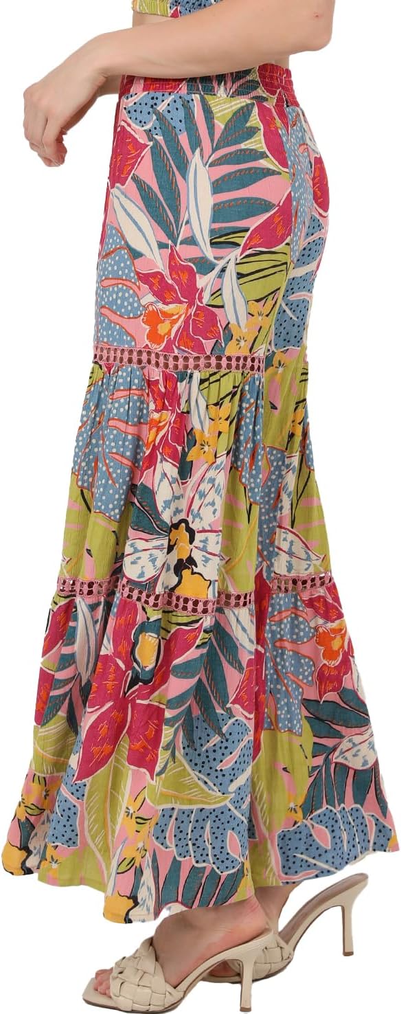 Angie Women's Wide Leg Pants with Lace Inserts