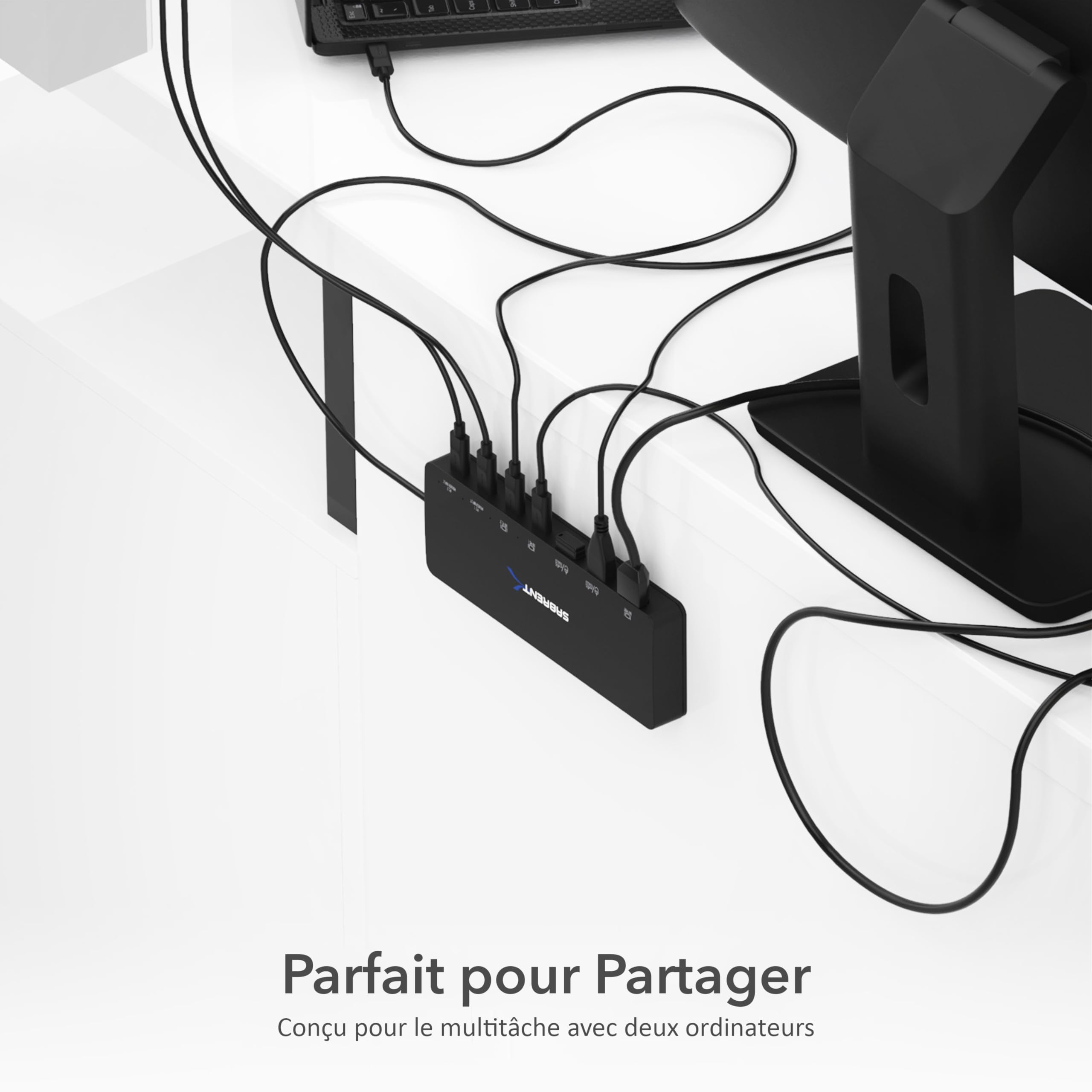 SABRENT commutateur KVM 2 Ports USB Type-C avec Alimentation 60 Watts (USB-KPCD)