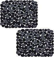 BliGli Pebble Sink Protector Mats 2 Pack - PVC Dish Drying Mats for Kitchen Sinks, Cuttable 15.7x11.8in Black
