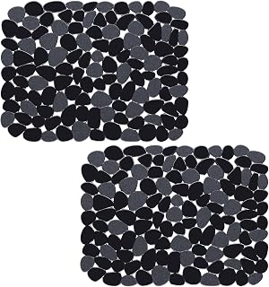 BliGli Pebble Sink Protector Mats 2 Pack - PVC Dish Drying Mats for Kitchen Sinks, Cuttable 15.7x11.8in Black