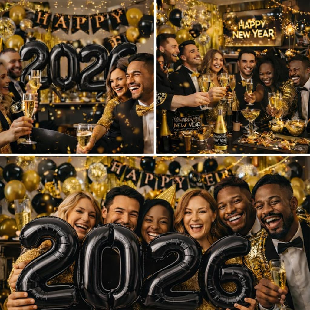 2026 Balloons New Year Balloons Kit Decorations 2026 Happy New Year Party Supplies 2026 Foil Balloon Banner Tassel Latex Balloon image 5