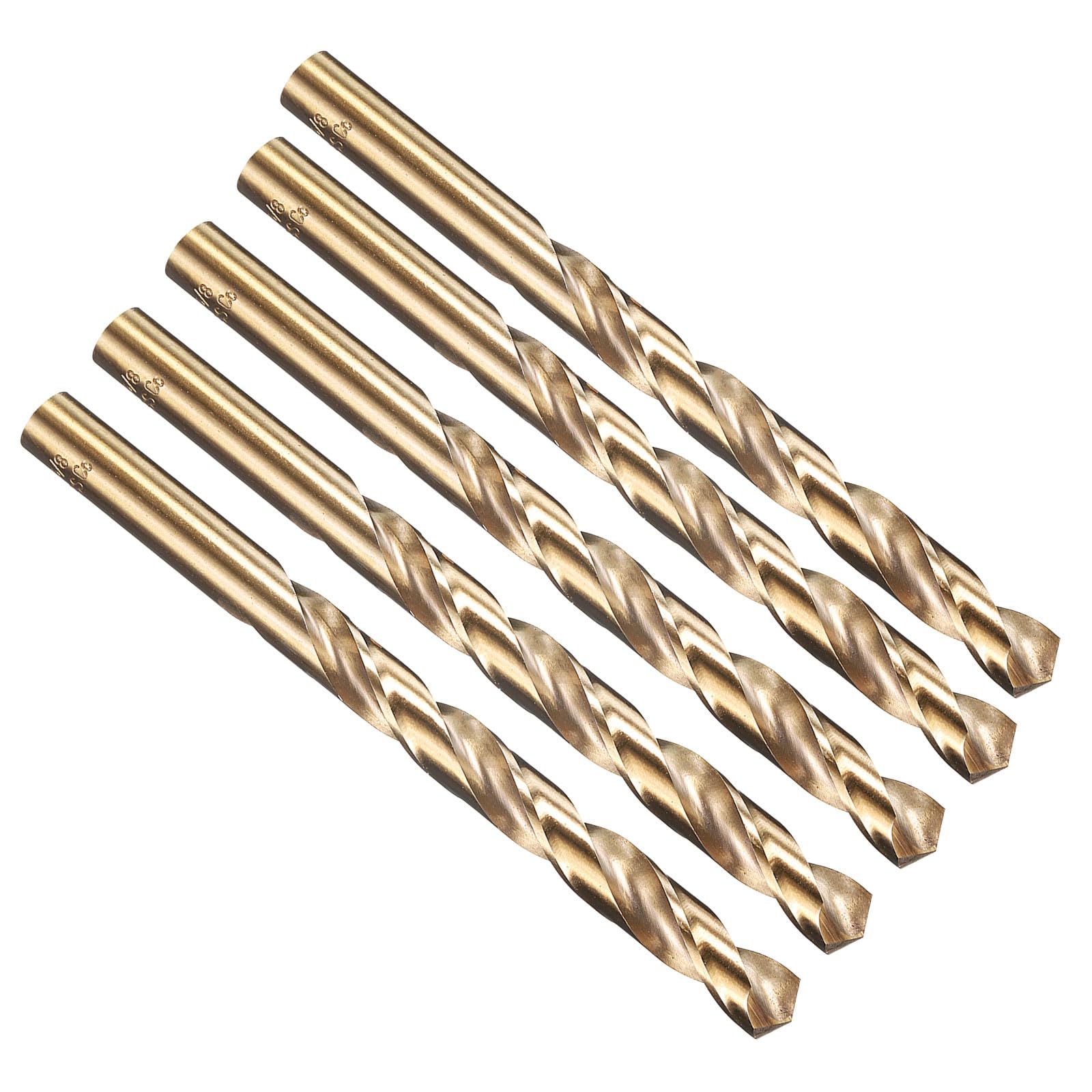 PATIKIL 9.1mm Drill Bit 23/64", M35 Cobalt 5% High-Speed Steel Jobber Straight Shank 135° Gold Finish for Stainless Steel Hard Metal - 5 Pack — image 1
