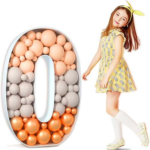 Números de mosaico de 3 pies para globos, números de marquesina 0 para decoraciones de cumpleaños de 10, 20 y 50 años, número de marco de globo de