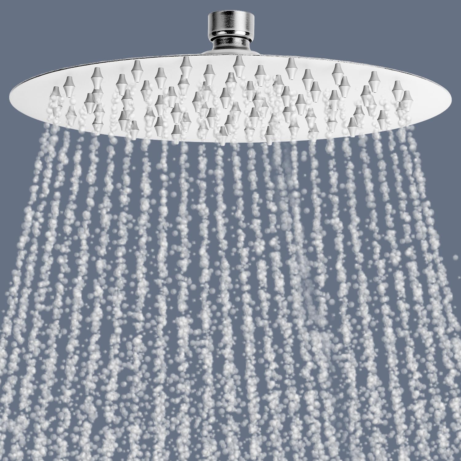 QWORK® Soffione per doccia Ø 20 cm, soffione doccia regolabile 360°, doccia soffione rotondo