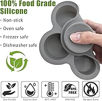 Vista 3 de Silicone Egg Bite Molds- 4 Cups Air Fryer Egg Mold, Silicone Egg Molds Ideal For Muffins, Cakes, Pies, Breads (2 Pcs Red + Gray)