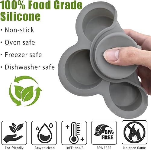 Miniatura 3 de Moldes de silicona para mordeduras de huevo, 4 tazas, moldes de silicona para huevos, ideales para magdalenas, pasteles, tartas, panes (2 unidades,