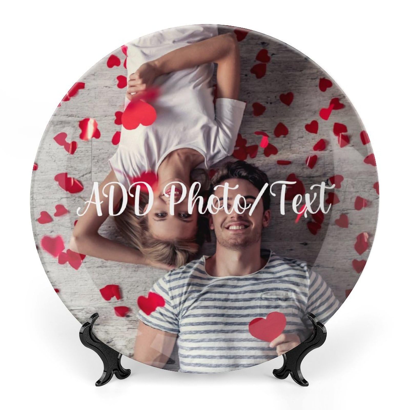 TUSANEII Custom Ceramic Decorative Plates, Customized Display Dish with Photo Text Logo Wall Hanging or Stand for Living Room Dining Room Home Decor, Anniversary Wedding Valentine Day Gifts, 10 Inch