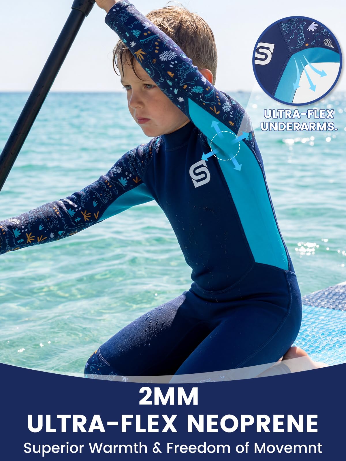 Neoprene Muta per Bambini 2mm Termica UPF50+ Protezione Solare Nuoto Surf Sport Acquatici