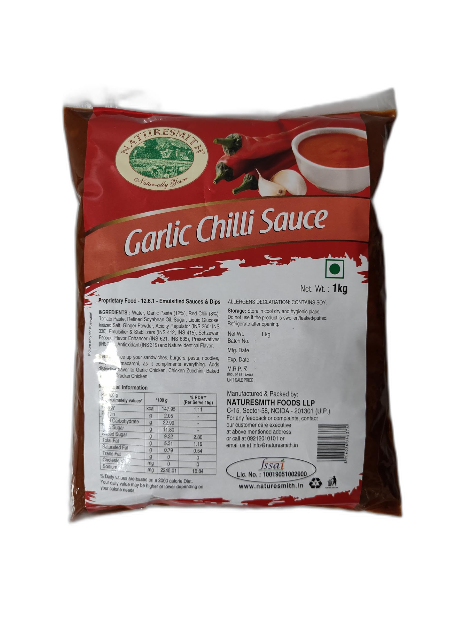 NATURESMITH GARLIC CHILLI SAUCE-1Kg | BIG FOOD SERVICE PACK POUCH |
