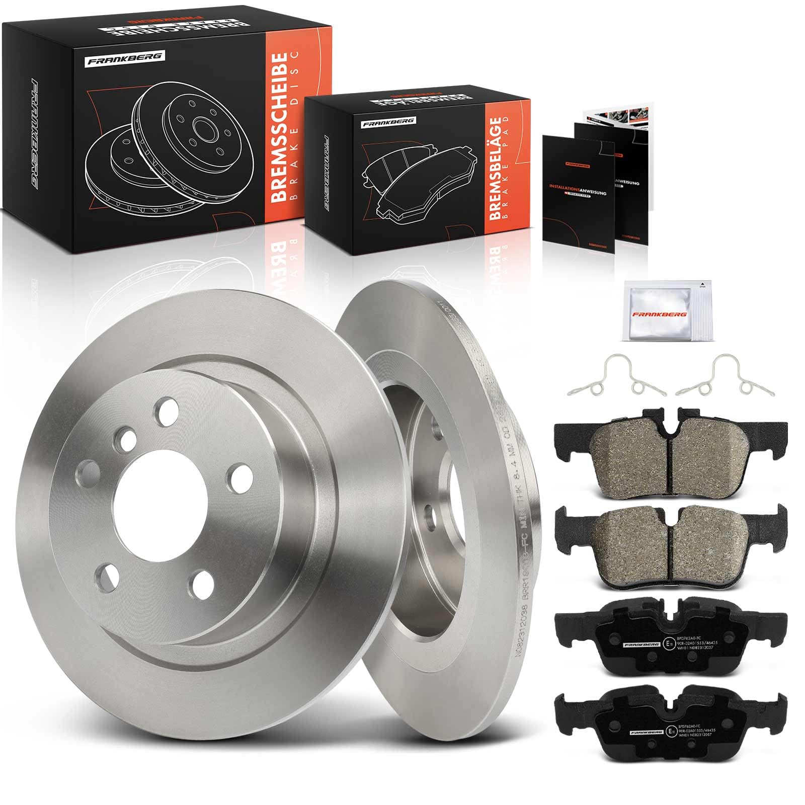 Frankberg Set freni incl. 2x Dischi Freno + 4x Pastiglie dei Freni Posteriore Compatibile con Serie 1 F40 2 Active Tourer F45 M.i.n.i Countryman F60 X2 F39 Replace# 34216864141