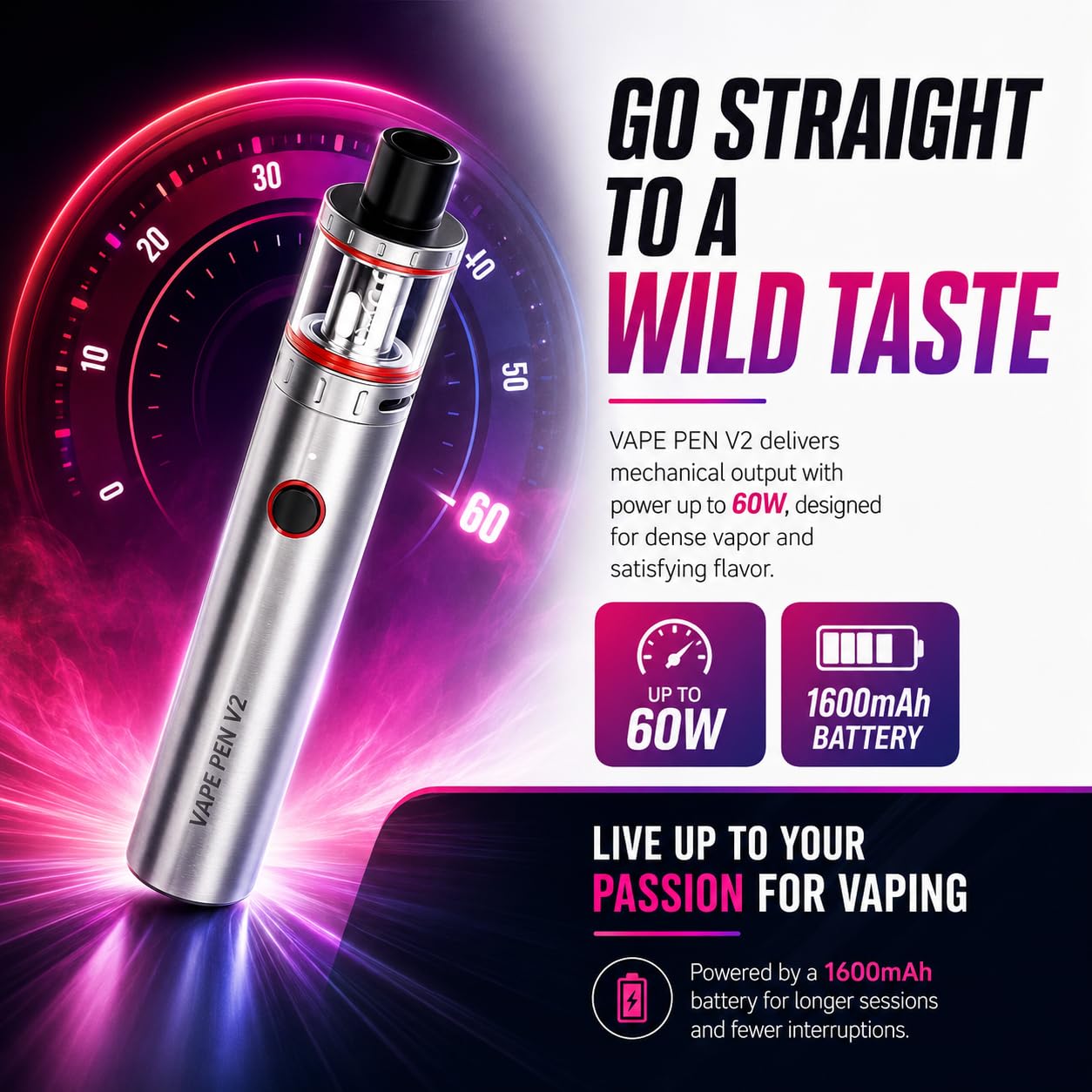 SMOK VAPE PEN V2 Refillable Vape Kit [Silver] - All in One Starter Kit,  Pocket Friendly, Pen Style, 1600mAh Battery, All Vape Pen Coils Compatible,  Rechargeable E Cigarettes, No Nicotine: Amazon.co.uk: Electronics