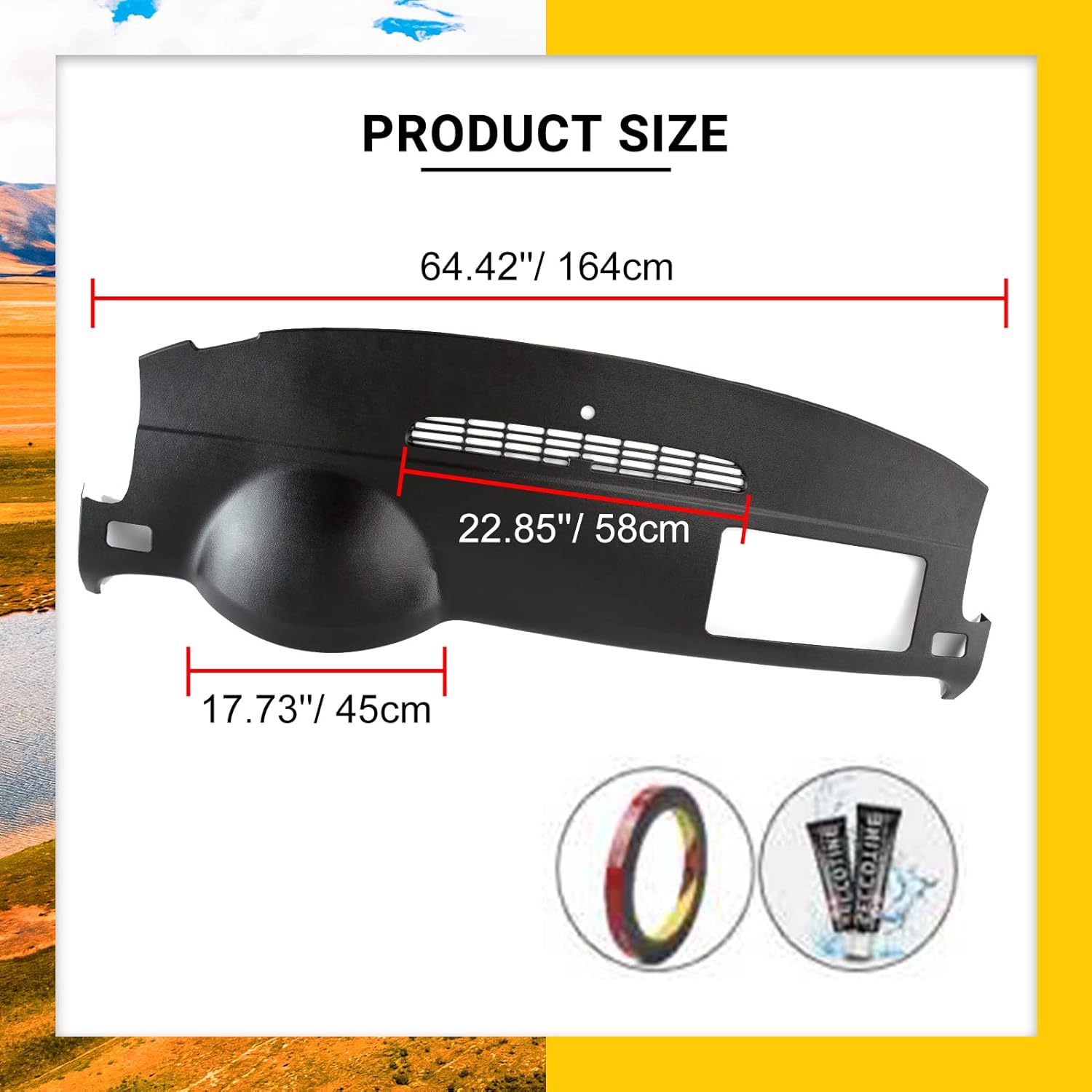 Silverado Dashboard Cover Compatible with 2007-2014 Tahoe/Avalanche/Suburban/Yukon/XL/Denali, 2007-2013 Silverado(LTZ Only), 2007-2013 Sierra(SLT/Denali Only Black Dash Board Cover