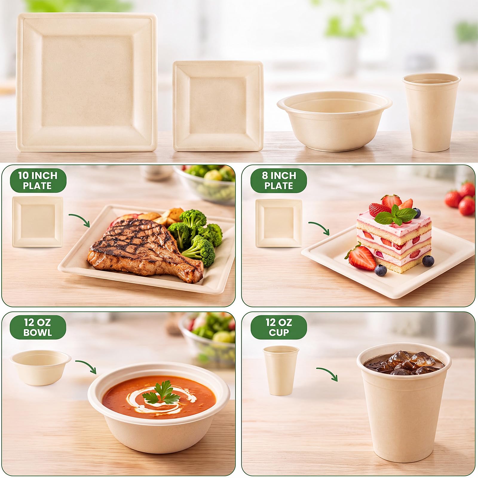 Havawish Compostable Plates & Bowls - 25 Guest Set -2
