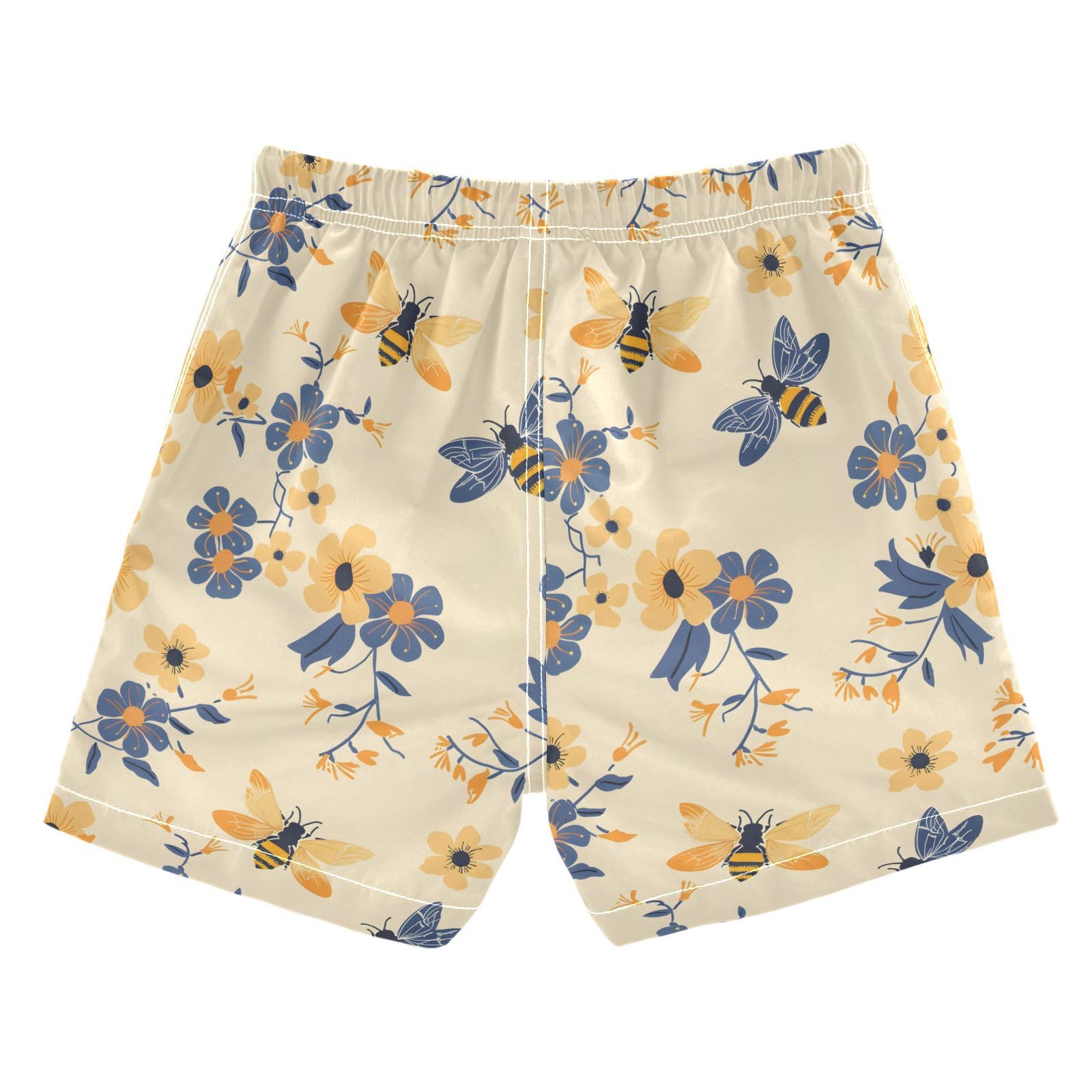 ALAZA Bee Yellow Flower Boys' Swim Trunks Beach Shorts Quick Dry Swimsuit 4T