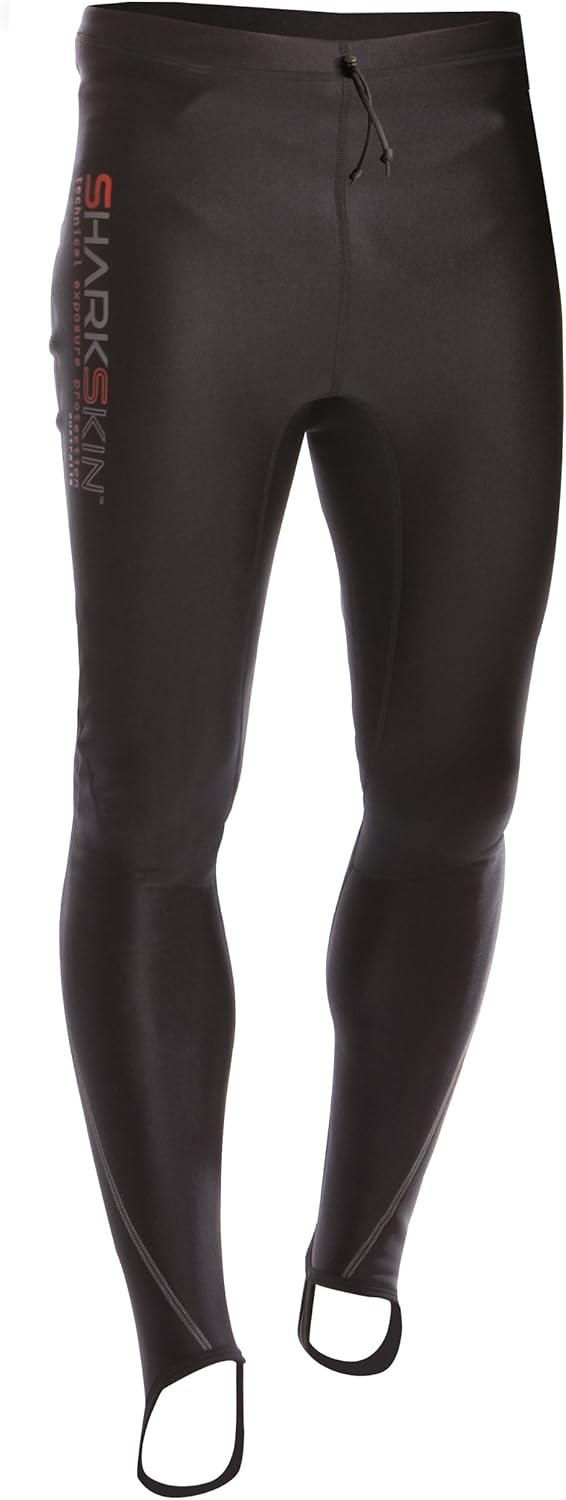 Sharkskin Men's High-Waisted Chillproof Wetsuit Long Pants for Diving/Water Sports, Black