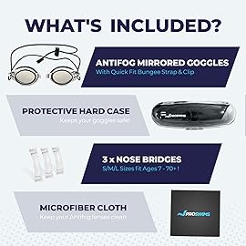 Proswims Anti-Fog Racing Swimming Goggles with Bungee Strap, Hard Case and Bonus Swim Goggles Microfiber Cleaning Cloth