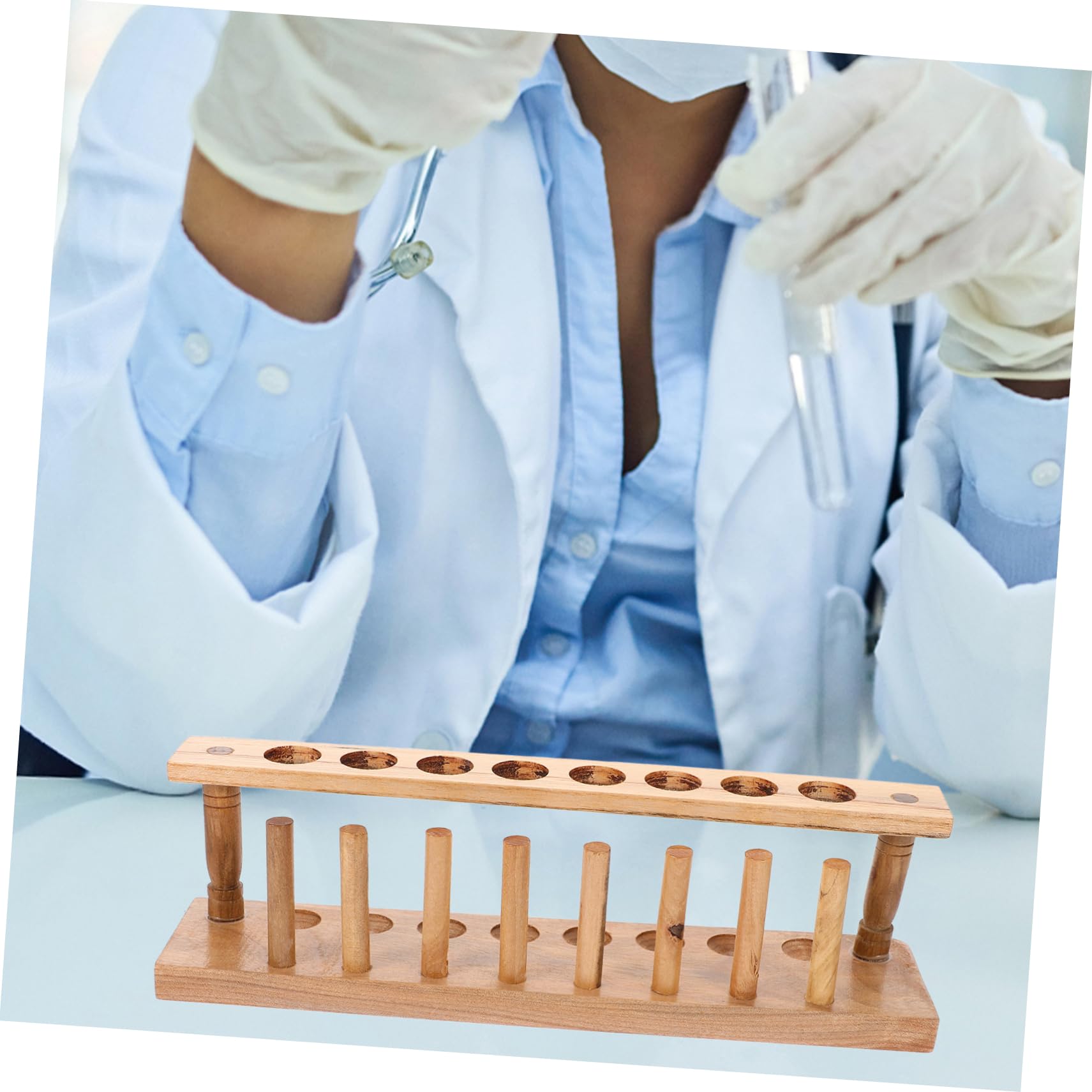 GLEAVI 5pezzi Porta Provette Legno Con Rack Per Provetta Da Laboratorio Design Elegante e Robusto Supporto Per Stoccaggio Provette Per Laboratori e Attività Scolastiche