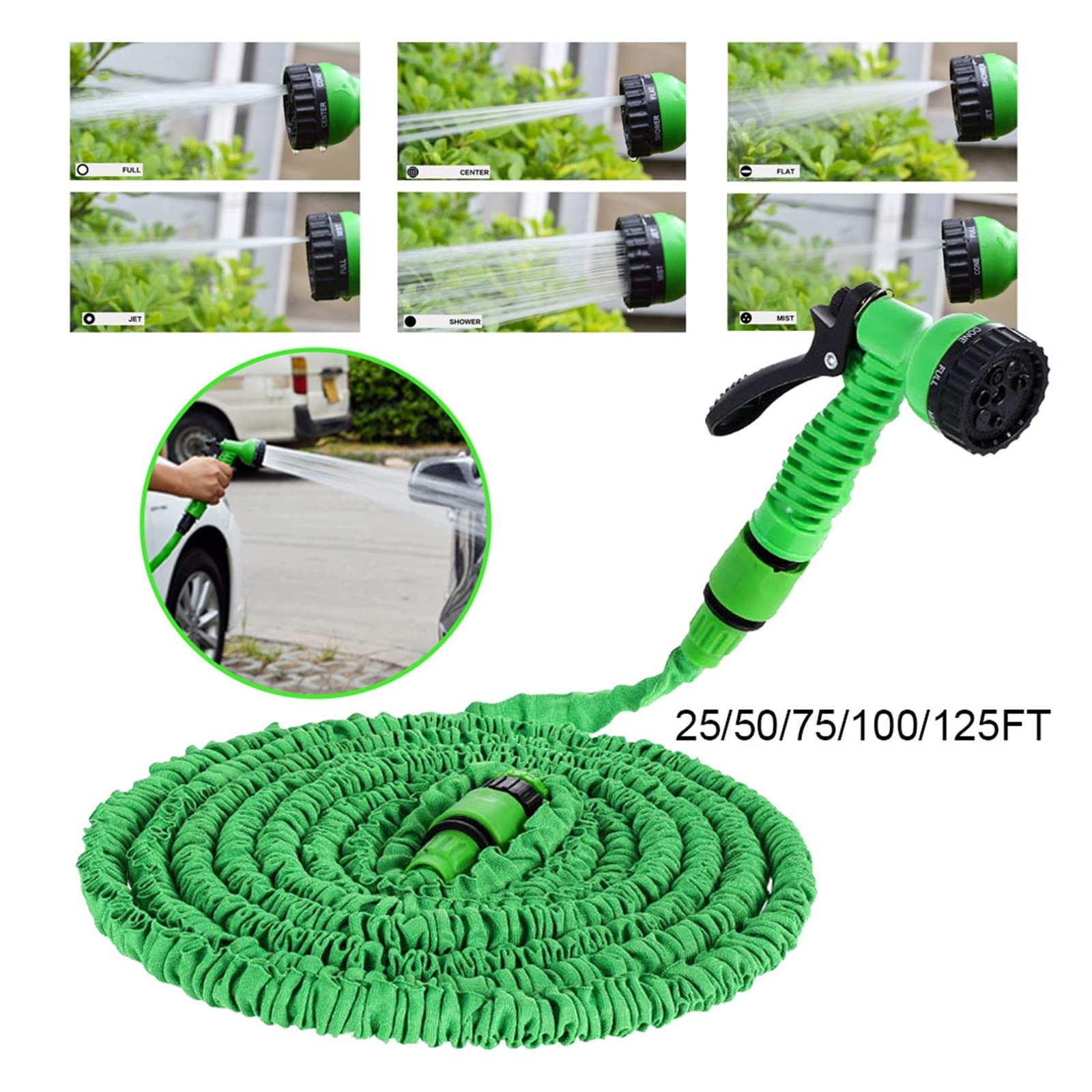 Manguera de jardín, manguera de riego extensible, manguera mágica, rociador de pistola de agua for limpieza de coches, suministros de jardín al aire libre(200FT)