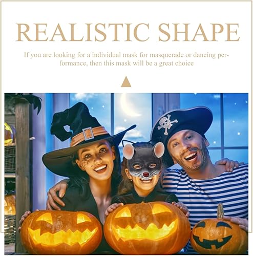 Miniatura 3 de NOLITOY Máscaras de cabeza de rata para adultos, máscaras de animales para disfraz de Halloween, accesorios de fiesta, máscaras faciales grises