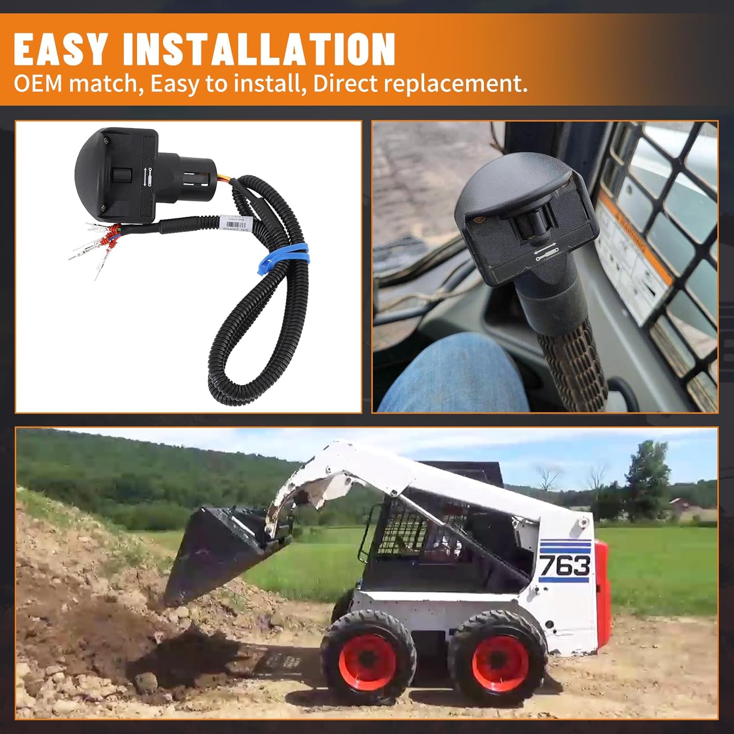 Dokili 6680414 Auxiliary Four Switch Handle for Bobcat 653 751 753 763 773 7753 853 863 864 873 963 7753 Skid Steer Loader 6705921