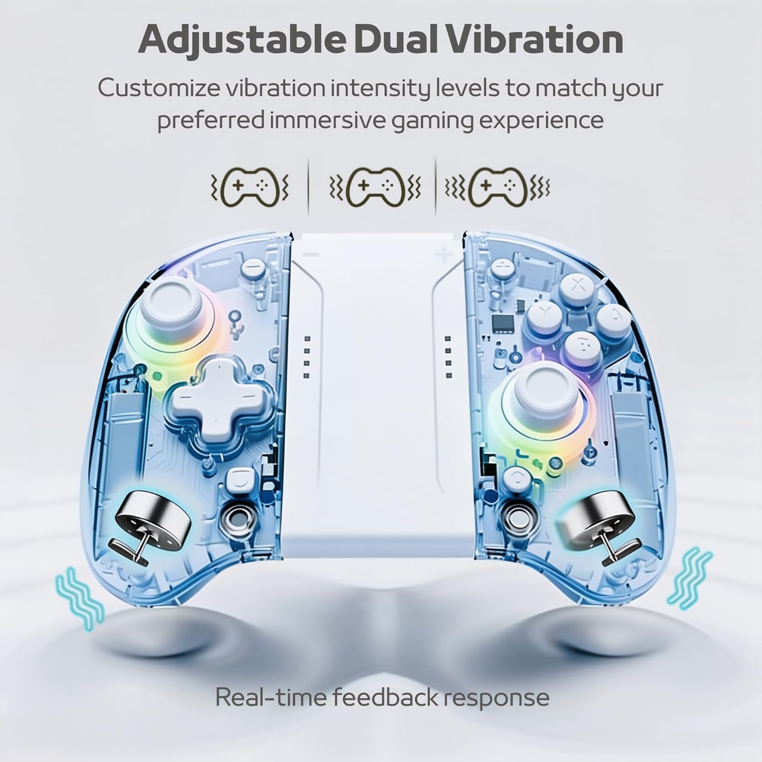 COMP17 Wireless Split Controller for Switch, Switch OLED, Switch Lite and Switch 2 with Included Charging Adapters, RGB Light Gaming Controller with Back Buttons Macro, Motion Control, Turbo Rapid Fire, Dual Vibration, 500mAh Battery, Left and Right Set