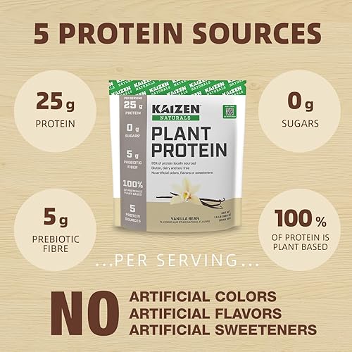 Miniatura 4 de Kaizen Naturals Plant Protein  Vanilla  25g Protein Clean  See The Test Results  5 Proteins  No Artificial Ingredients  Dairy Free  Soy Free  Gluten