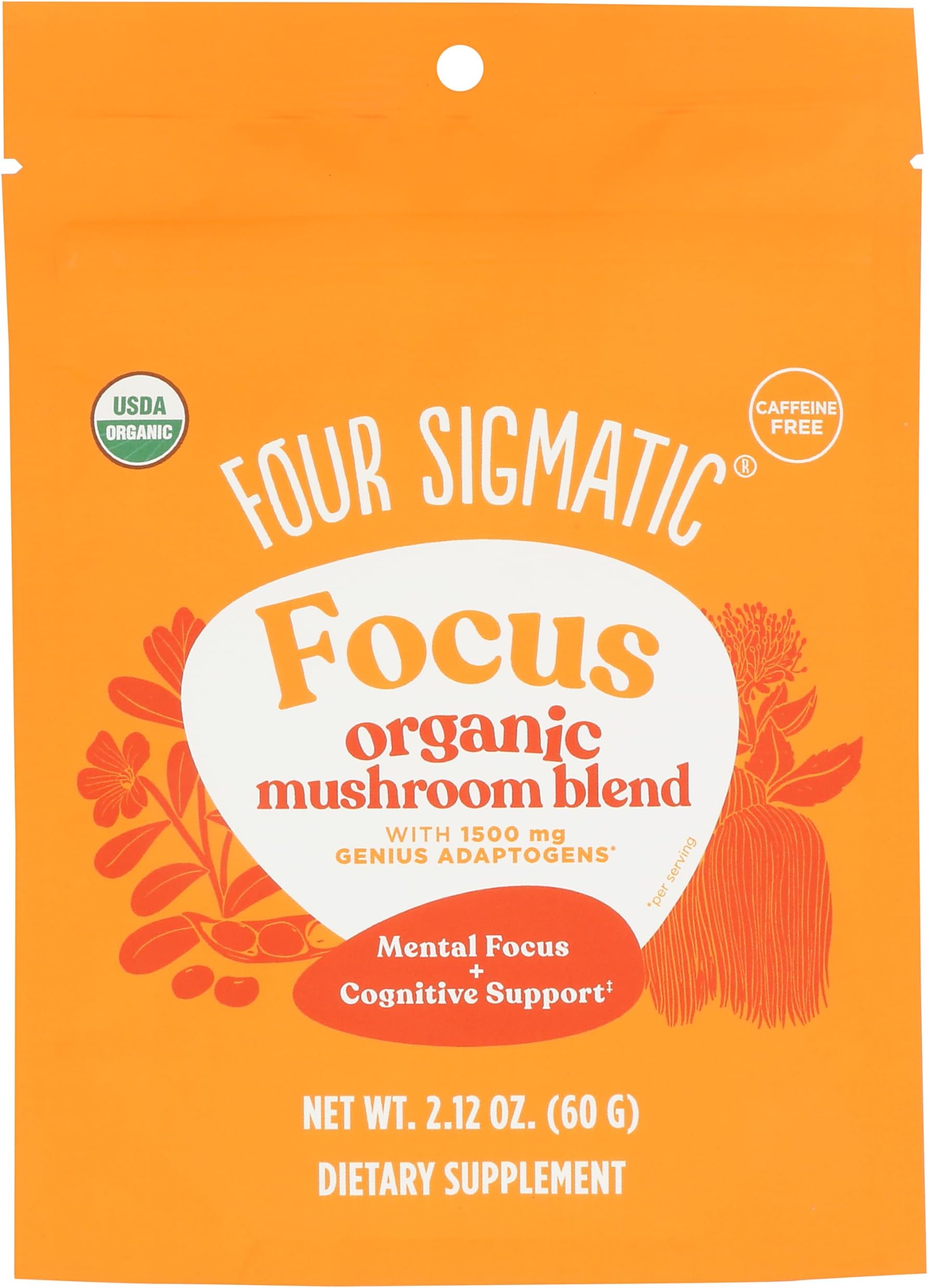 Focus Blend 7 Superfoods Adaptogen Blend Mix with Lion's Mane, Cordyceps, Rhodiola, Bacopa & Mucuna | Productivity & Creative Support | Decaf & Dissolves Easily | 30 Servings