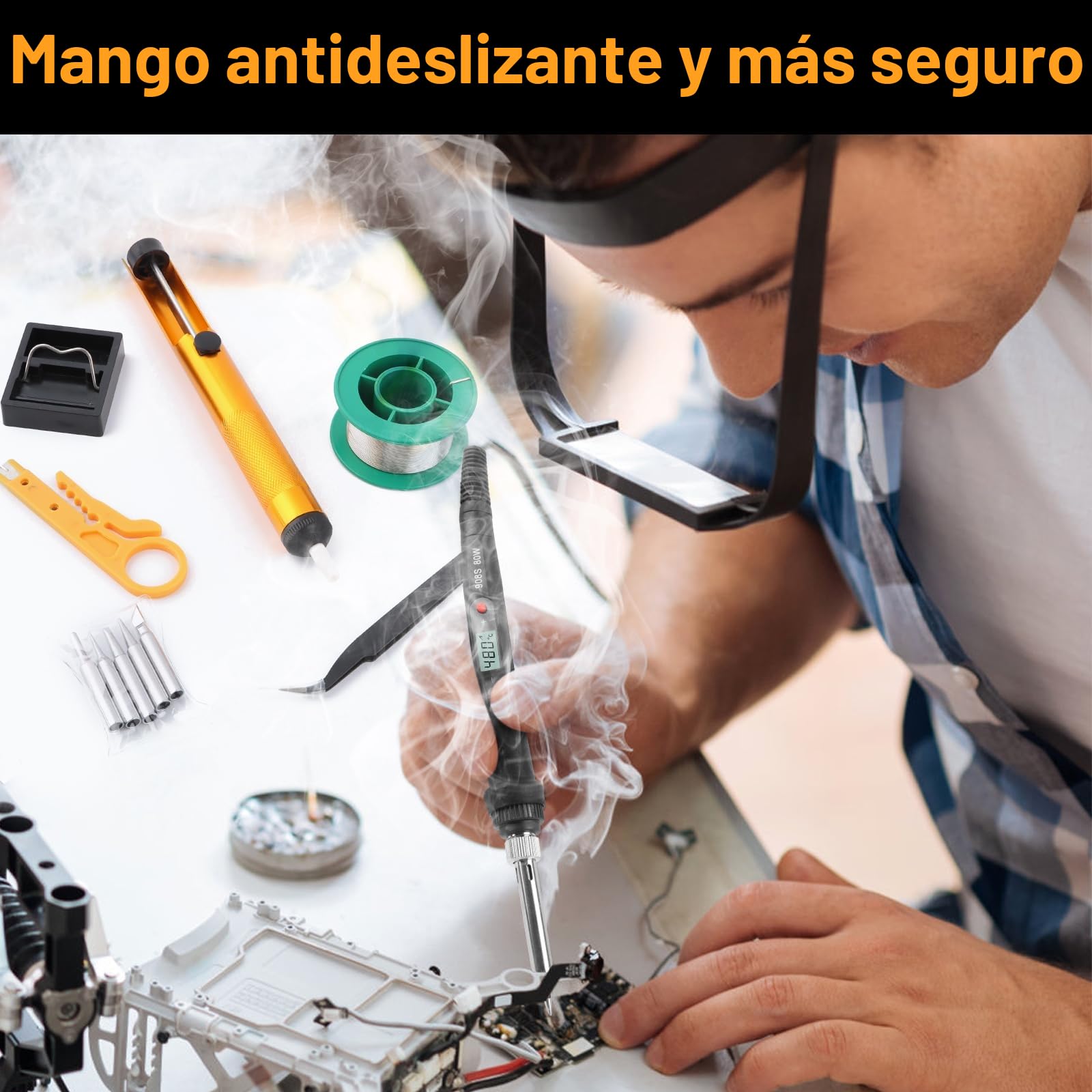 VFANDV Soldador de Estaño 80W Kit Profesional 13 en 1 Con Temperatura Ajustable 180℃-520℃ Para Reparación, DIY, Bombas de Soldadura