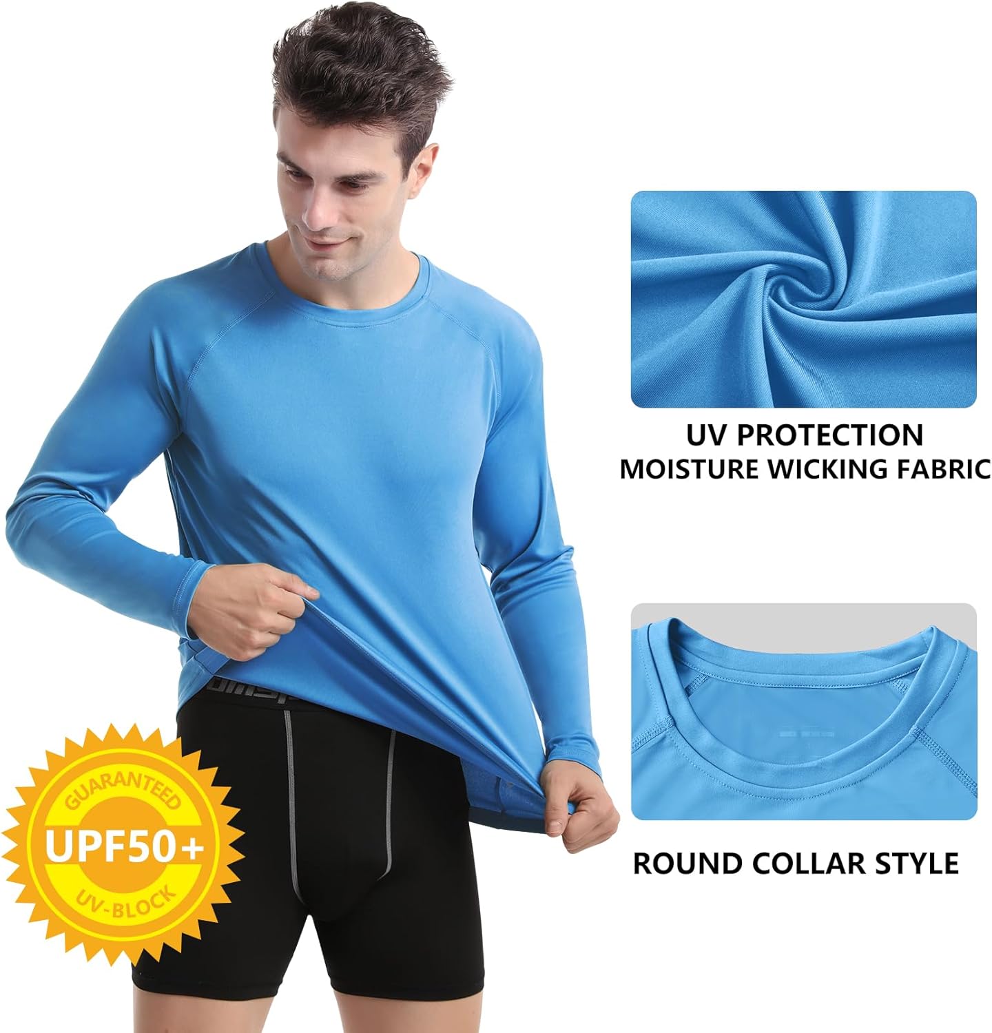 DAYOUNG Mens Zip Pullover UPF 50+ Sun Protection Long Sleeve Hiking Fishing Outdoors Performance T-Shirt - Image 4