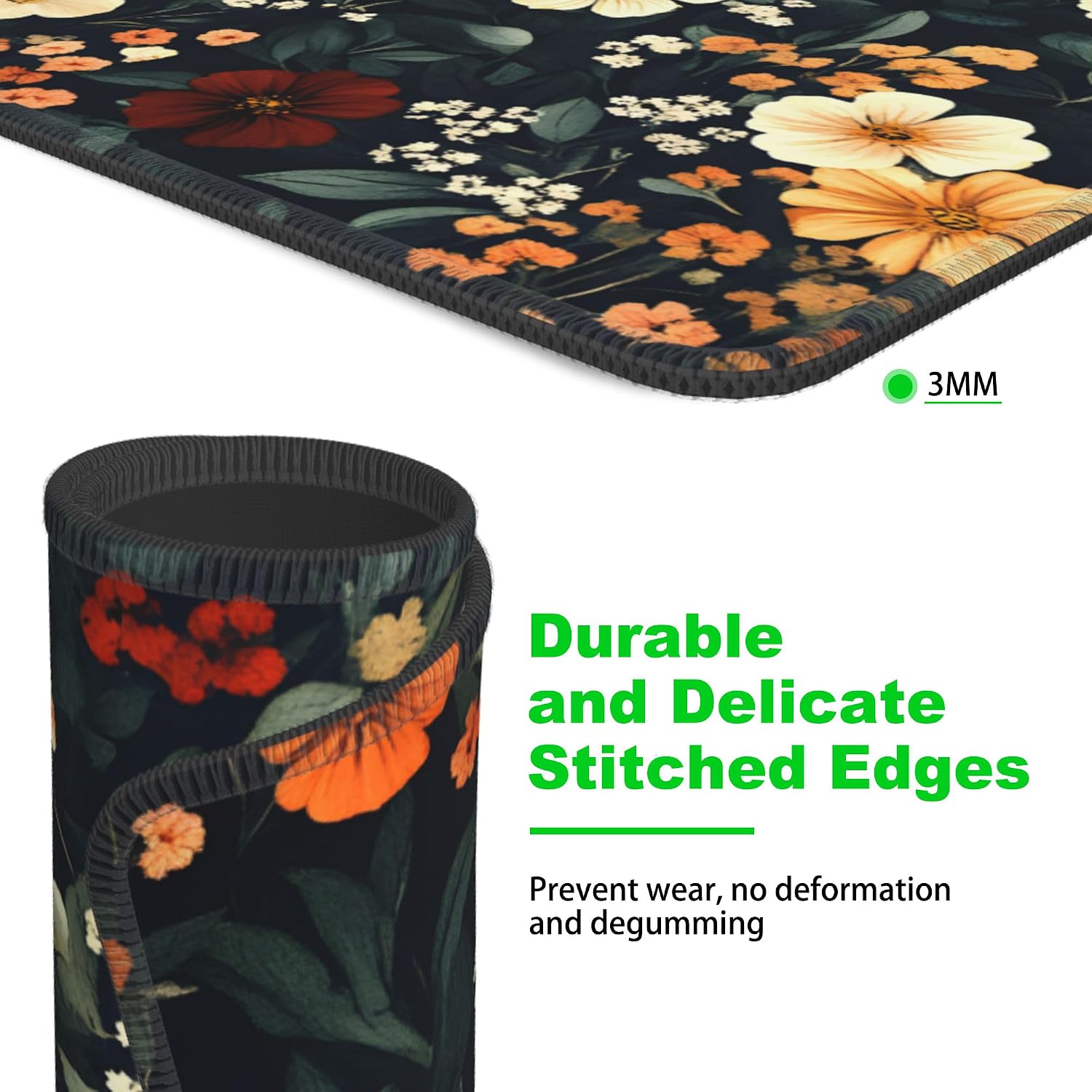 Desk Pad, Colorful Wildflowers Floral Small Gaming Mouse Pad,Waterproof Non-Slip Rubber Base Desk Mat with Stitched Edge for Gaming Computers Laptop Office 9.4x7.9in image 4