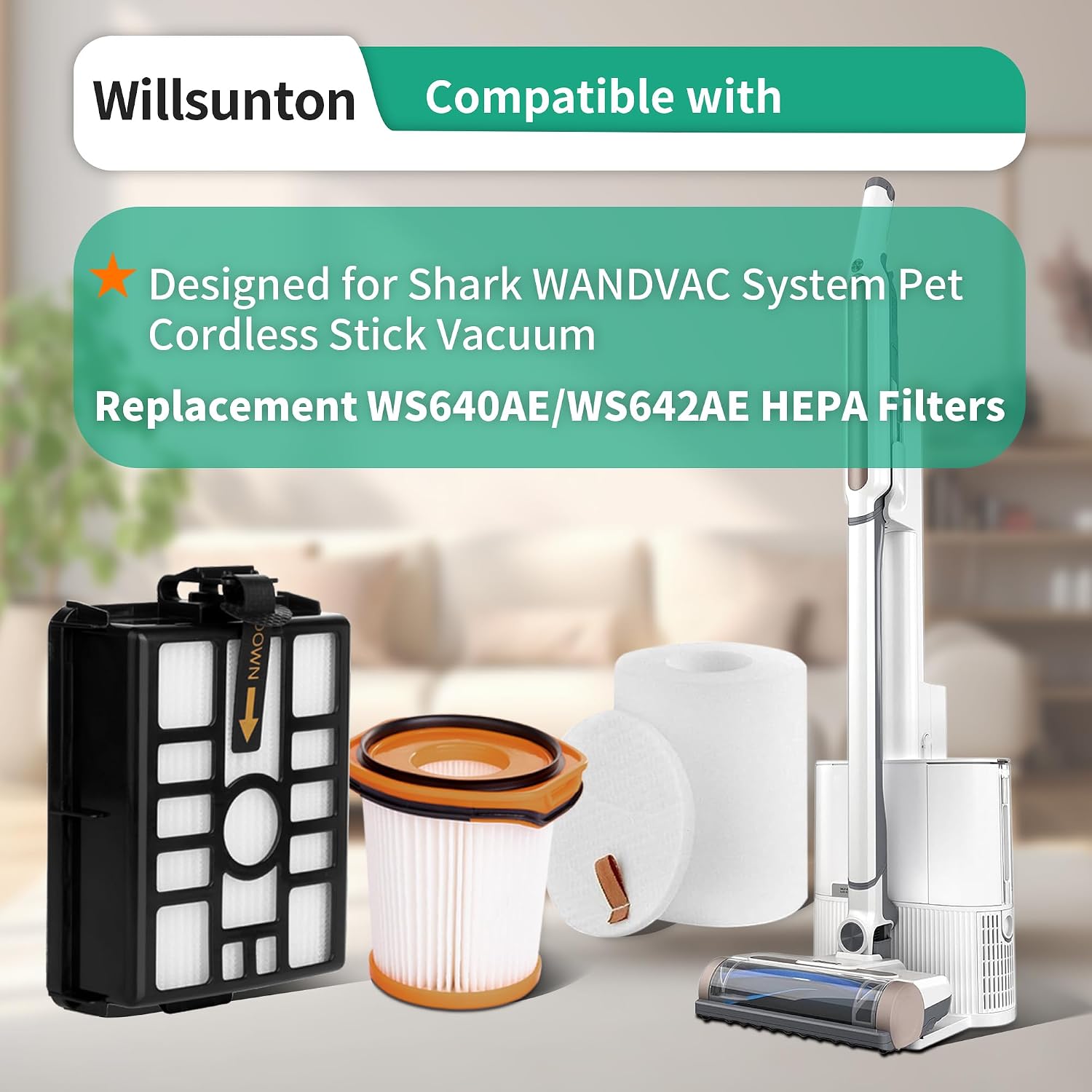 WS642AE Filters Replacement for Shark Wandvac System Cordless Stick Vacuum image 2