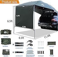 Vista 2 de Tienda de campaña para maletero de SUV con toldo, impermeable 3000MM UPF 50+, toldo con sombra para maletero para SUV/furgoneta/MPV/CUV