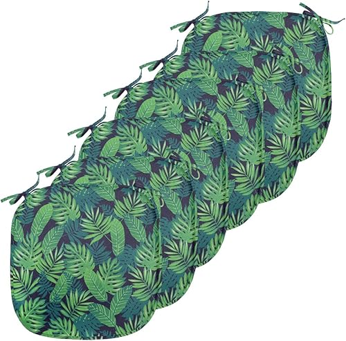 Vista 307 de Lunarable Orient - Cojín de asiento para silla, curlicues florales orientales con elementos artísticos venecianos, hojas de follaje, damasco a